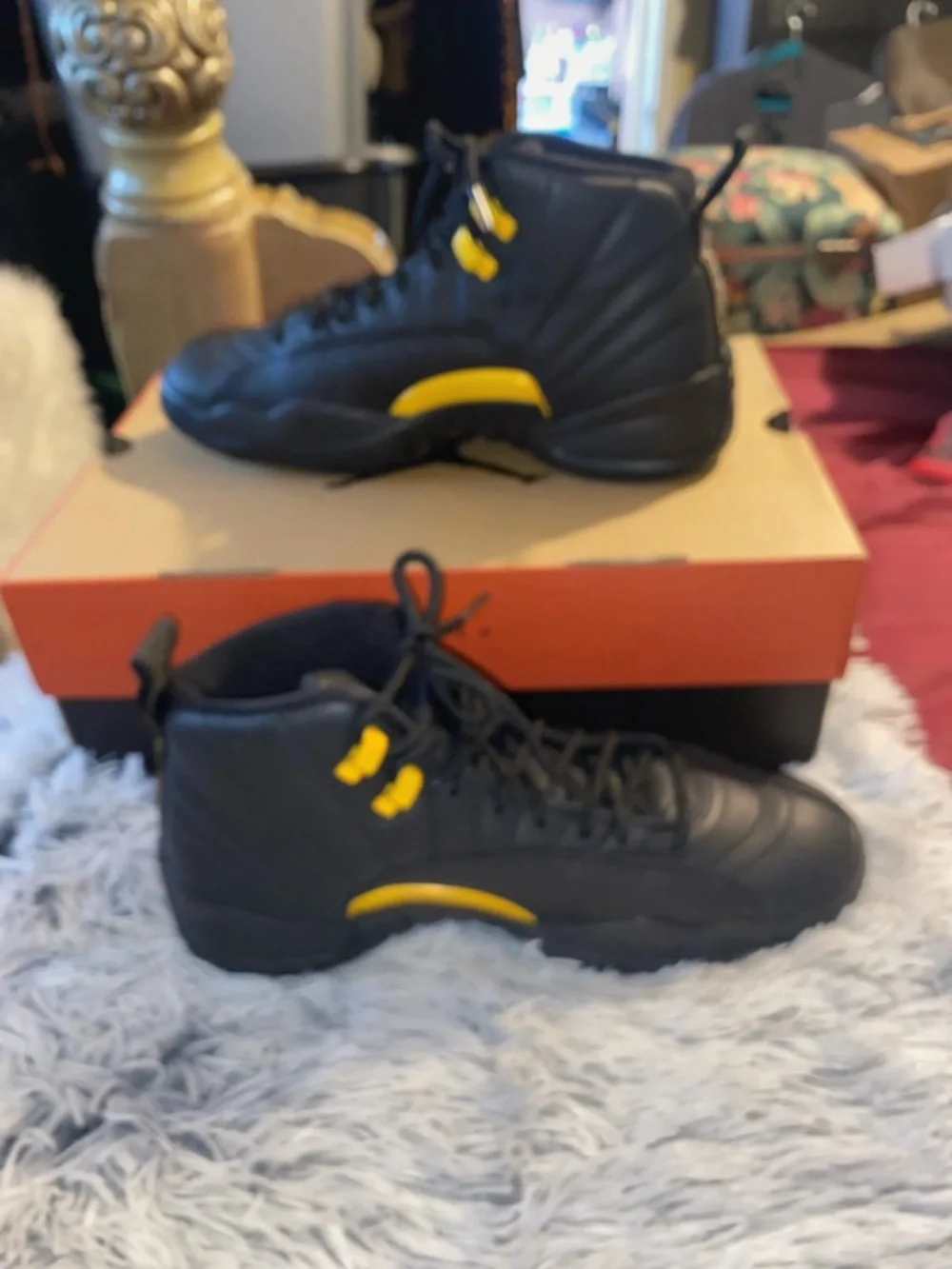 Jordan Men’s Athletic Shoes Black with Yellow Accents